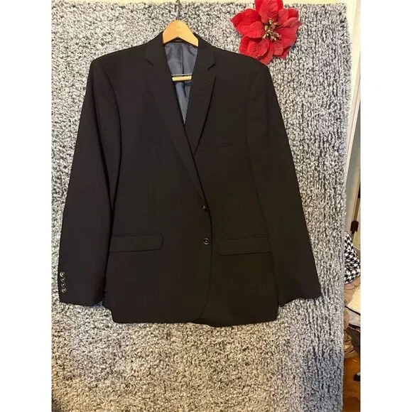 Calvin Klein Men's Slim Fit Blazer 47 Navy Blue Formal Two-Button